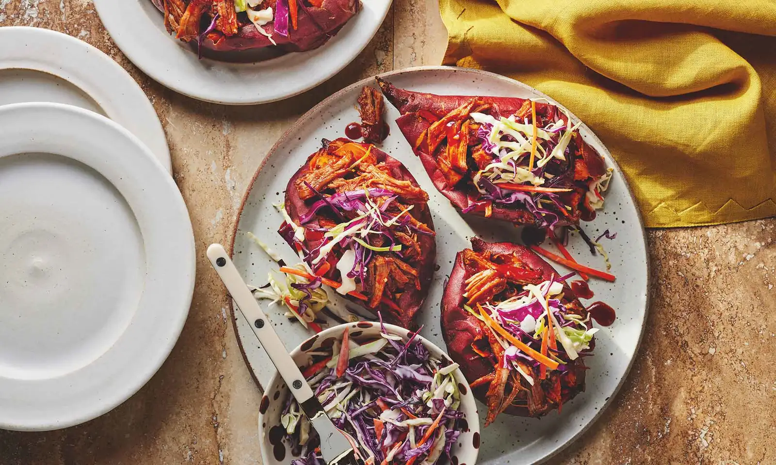 Satisfying High-Protein Pulled Pork Sweet Potato Boats
